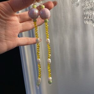 100% handmade super cute pink 🪩 disco ball earrings